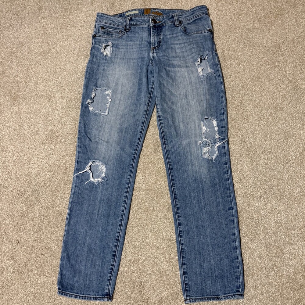 Kut From The Kloth Womens Sz 8 Katy Boyfriend Jeans Distressed Denim Blue